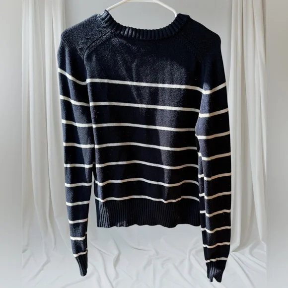 BANANA REPUBLIC Navy Stripe Cotton Silk Sweater
Size Small - Picture 2 of 9